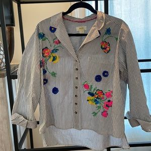 Anthropologie Sequin Detailed Oxford